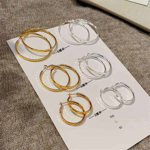 Fashion Faceted Mosaic Hoop Earrings for Women New Trendy High-End Minimalist Copper Gold-Plated Hoop Earrings Wholesale