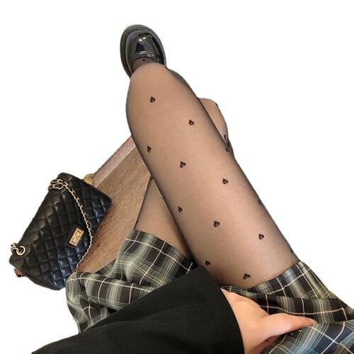 Love white stockings for women spring and summer thin sweet bow milk white pantyhose Lolita round polka dots jk black stockings