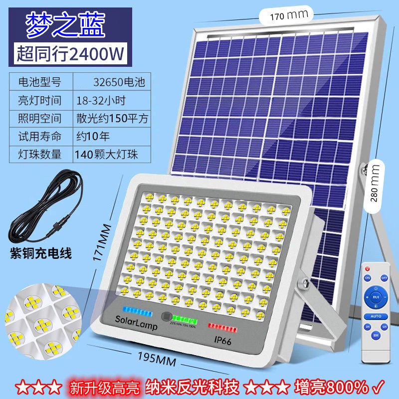 Lámpara solar de jardín lámpara al aire libre Super brillante de alta potencia impermeable interior y al aire libre inducción hogar lámpara de calle LED