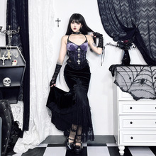 CF24124夏季2024新款辣妹背心 欧美风气质玫瑰复合蕾丝紫色吊带女