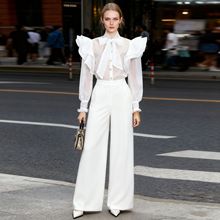 欧美性感风气质时尚衬衫女装2025秋季新款设计感系带纯色上衣女潮