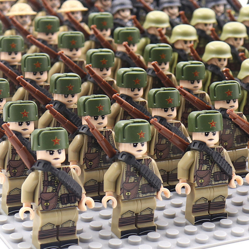 Cross-Border Military German, Soviet and American Various Legions New World War Ii Doll Square Set Rifle Assembled Building Blocks