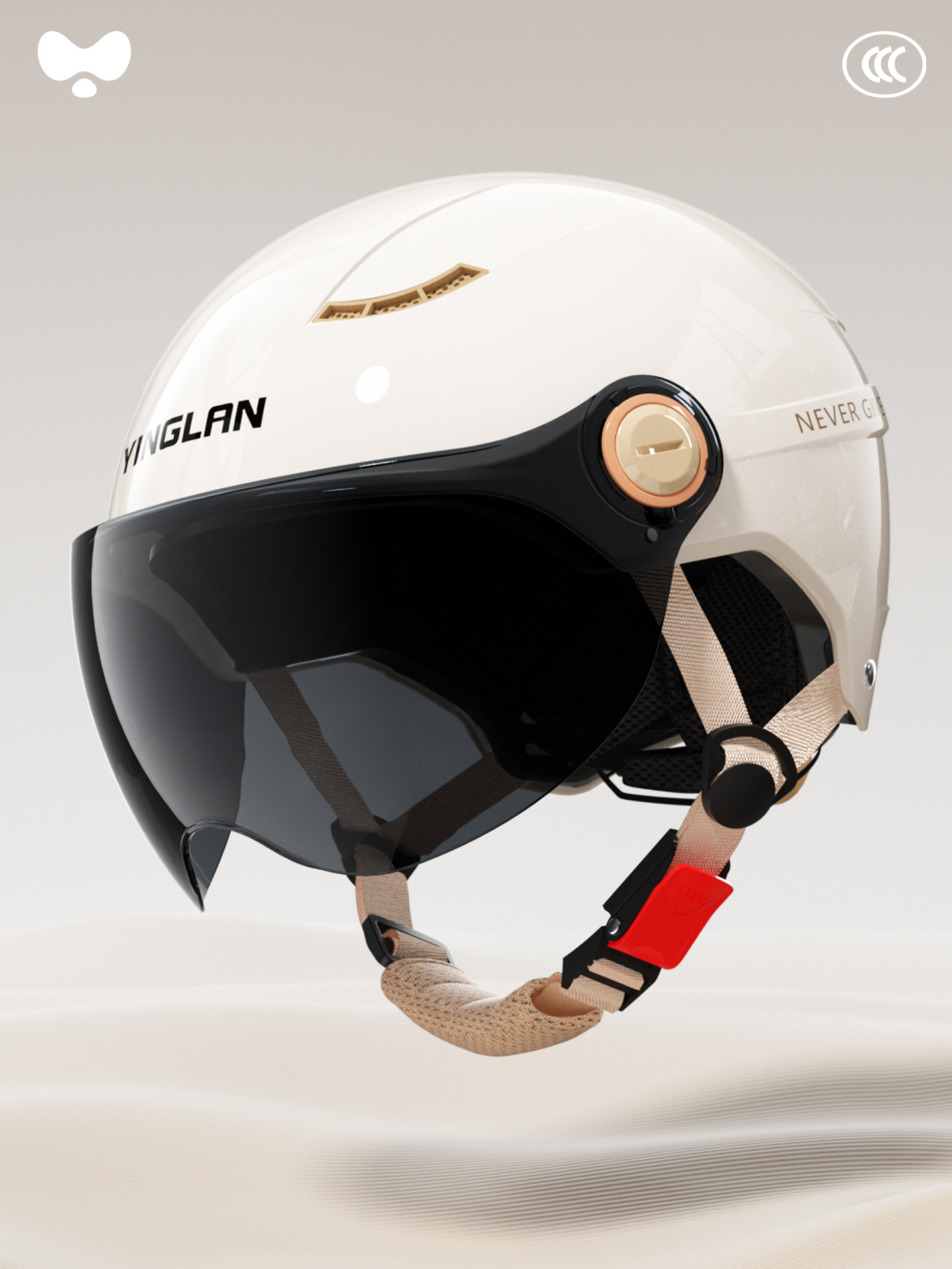 Certified Motorcycle Helmet – Universal Motosiklet kaskı (dəbilqə) - 3c-ceramic-white-sunscreen-short-mirror-new-national-standard-class-a