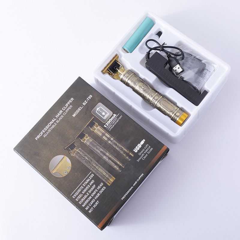 Dragón transfronterizo y Phoenix Buda cabeza eléctrica Clipper cabeza de afeitar eléctrica Clipper retro aceite cabeza recargable tallado eléctrico Clipper