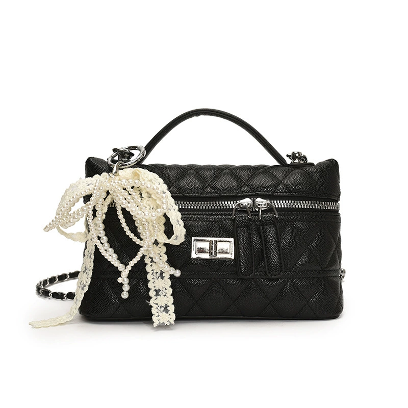 Маленькая сумка через плечо (Chanel style), цепочка-ручка, стёганый ромбовидный узор, 21,5×6,5×13 см
