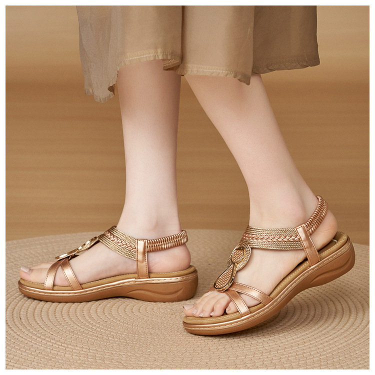 Sandal nữ đế xuồng cao gót 9 cm quai chéo bản to — Champagne màu, màu đen, màu xám chi tiết 18