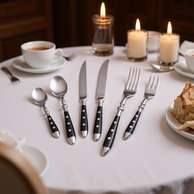 German Forged New 430 Stainless Steel Knife, Fork and Spoon Set Cross-Border European and American Gift 4-Piece Tableware Set