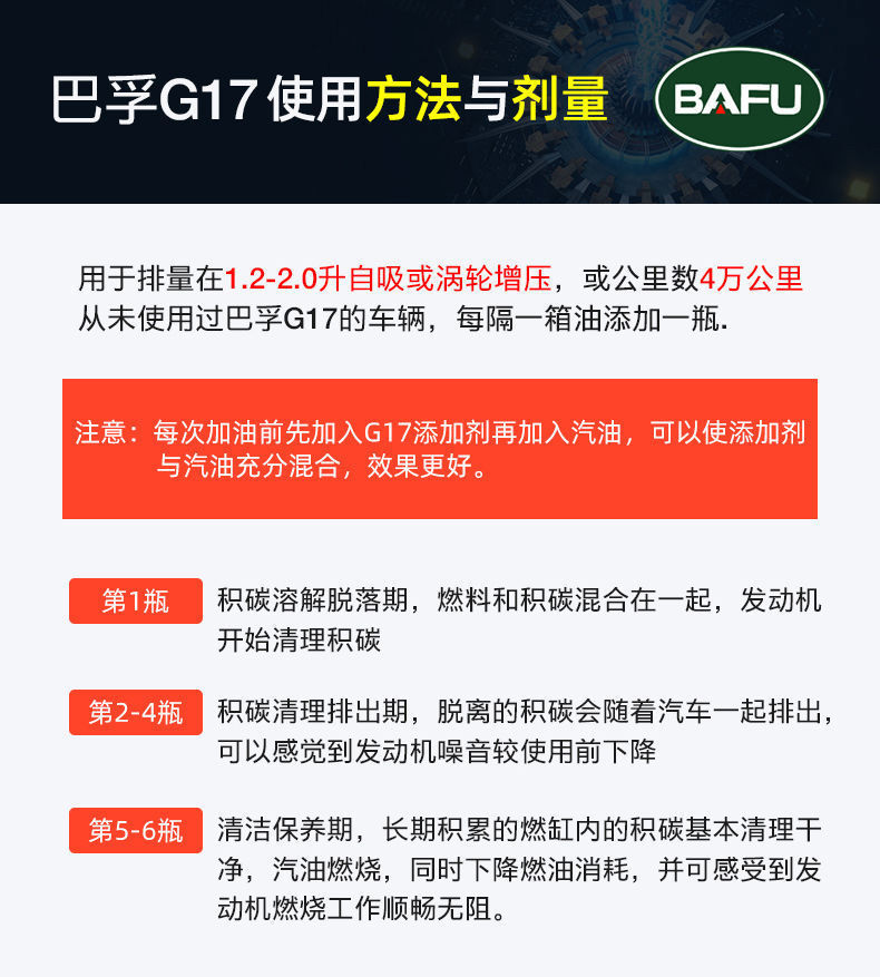 Bafu Fuel Treasure Removes Carbon Deposits, Three-Way Catalytic Cleaner, Engine Oil Circuit Carbon Deposit Cleaning, Exhaust Gas Pollution Cleaning