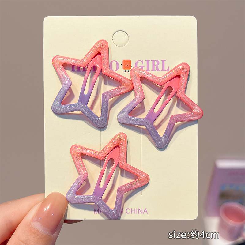 彩色星星边夹女y2k可爱发卡多巴胺bb夹侧边碎发夹子刘海头饰|undefined