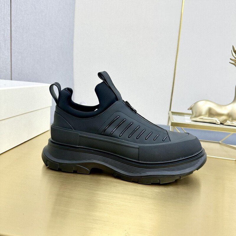 2026 Early Spring Slip-On Zipper High-Top Thick-Soled Couple Shoes Platform Sole White Sneakers Dad Shoes Height-Increasing Sports Shoes