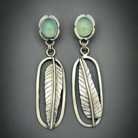 创意小众碧玉个性耳饰中古时尚几何植物叶子手工制作耳环耳坠女