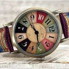 个性创意彩色波西米亚嬉皮士手表复古手表彩色表带民族风配饰批发