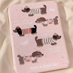 粉ソーセージ犬回転透明ケース適用ipad air 4/5タブレット保護カバー2024pro 7/8/9/10th