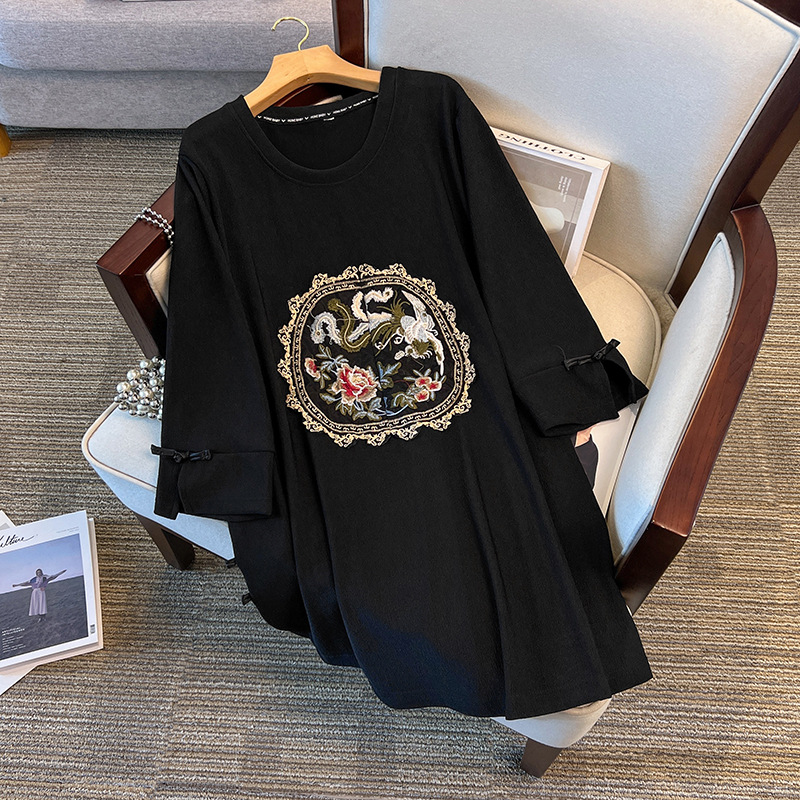 300 pounds fat sister large size women's bust 150 plus fat plus size fashionable loose new Chinese T-shirt 6572