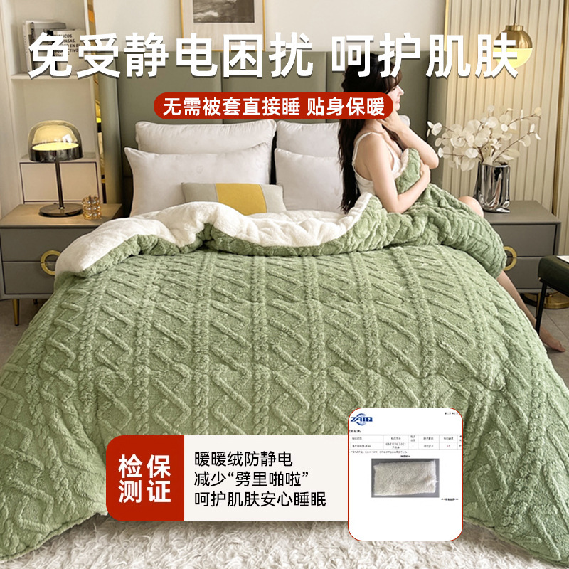 双面绒被加厚保暖塔芙绒冬被羊羔绒被子单双人学生宿舍牛奶绒被芯|undefined