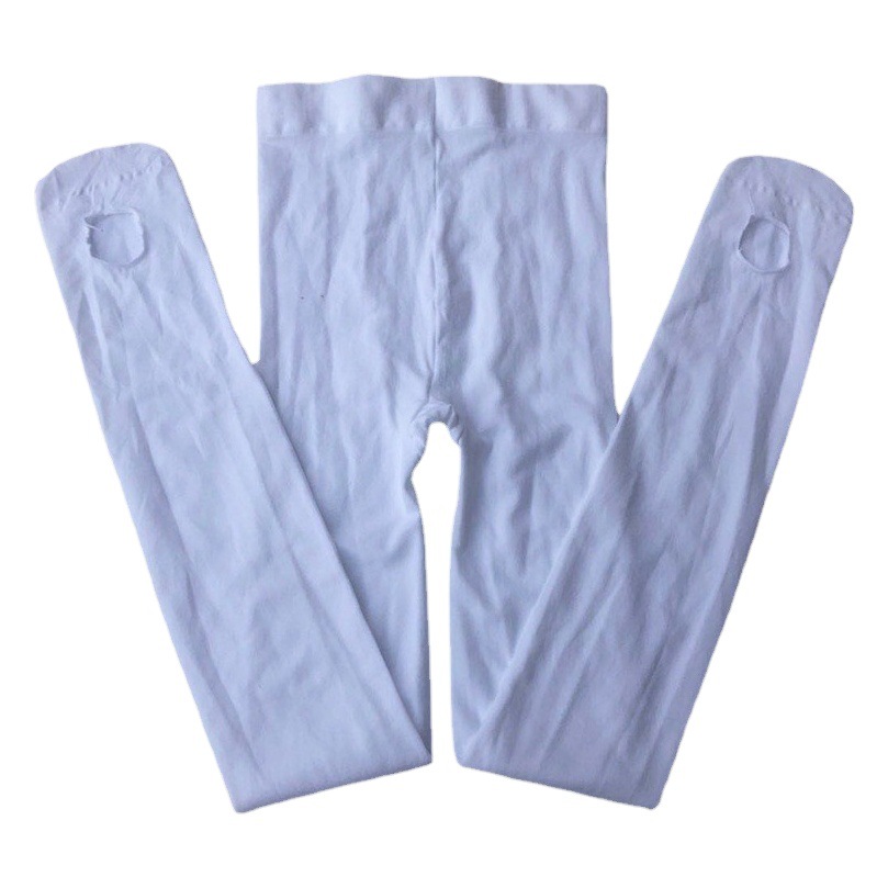 Primavera y verano calcetines de baile para niños profesionales delgados cavando terciopelo de ballet 80d bailando pantimedias de seda anti-enganche blanco