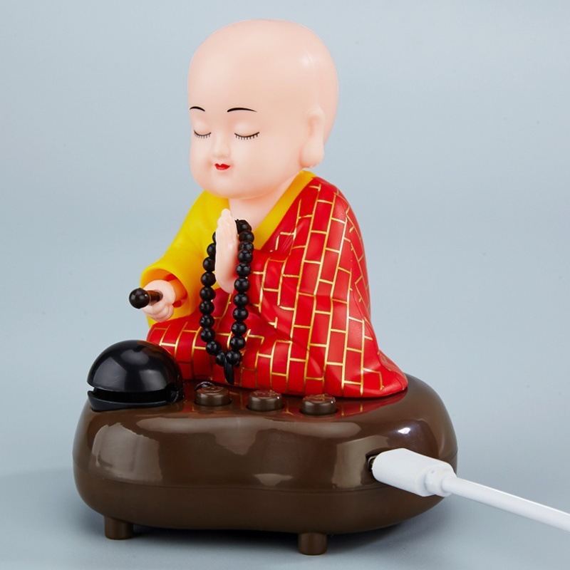 Rechargeable Little Monk Automatic Nodding Doll Solar-Powered Car Decoration Gift