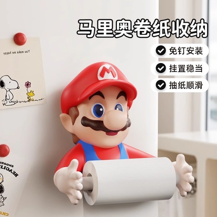 クリエイティブマリオホームバスルーム壁掛けトイレットペーパーホルダートイレットペーパーホルダーペーパータオルホルダートイレットペーパー装飾ラック|undefined