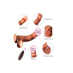 慕歡仿真陽具假陰莖加溫伸縮搖擺硅膠震動棒成人自慰器情趣性用品