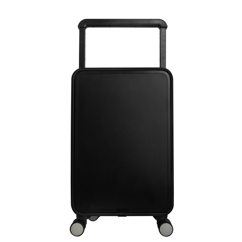 Vali hợp kim nhôm magiê 20 inch mở trước đựng laptop, thanh kéo rộng — Màu đen, Màu bạc