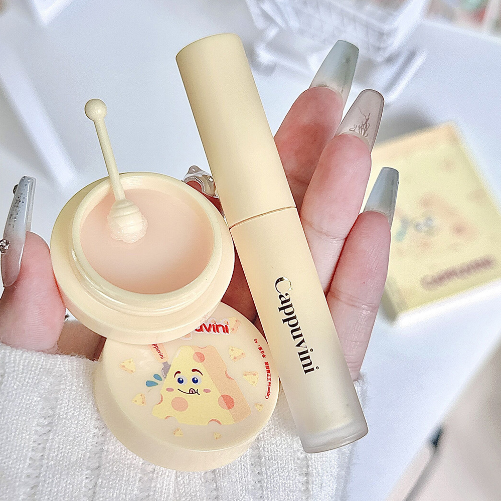 Cappuvini queso Queso cuidado de los labios traje se desvanecen líneas de labios hidratante máscara labial bálsamo labial Otoño e Invierno