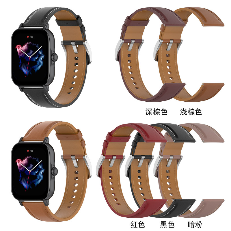 Suitable for Huami Amazfit Gts3 High-Quality Leather Strap Bip U First-Layer Cowhide Active Wristband Quality Watch