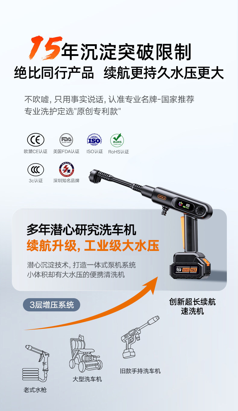 Wireless Car Washing Machine High-Pressure Water Gun for Home Use 2026 New Model Lithium Battery High-Pressure Booster Pump Floor Washer Window Cleaner