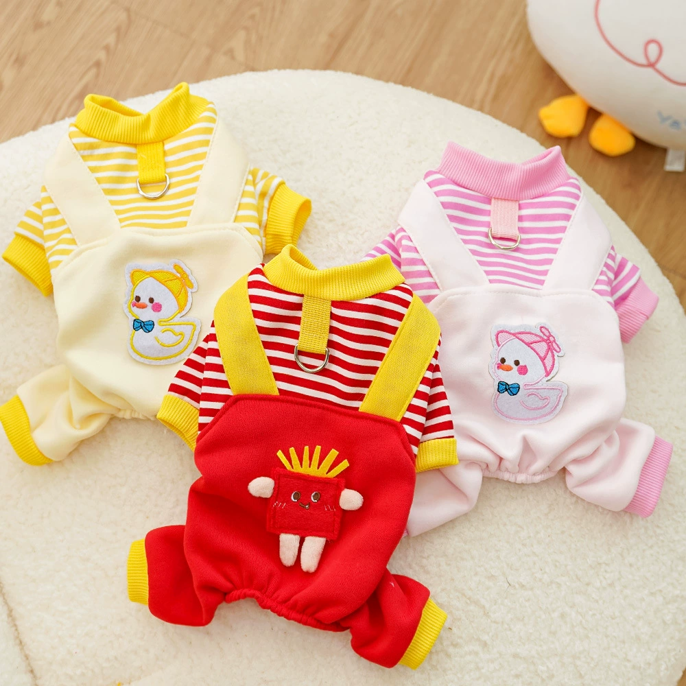 Одежда для домашних собак, осенне-зимняя бархатная толстовка для кошек, полосатая собака среднего размера, корги, французская собака, принадлежности для кошек