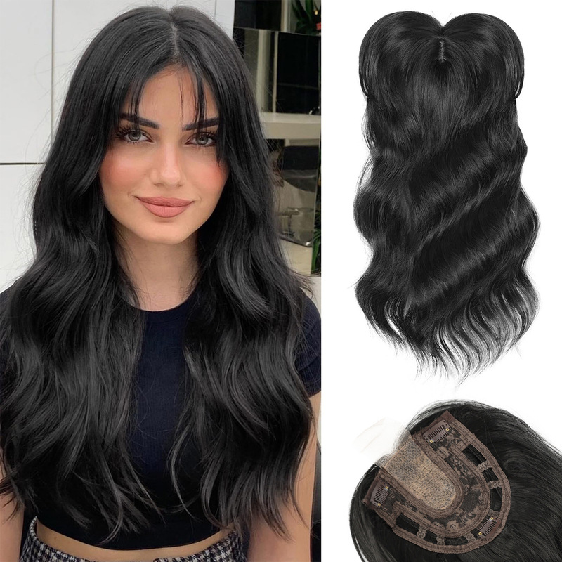 Cross-border wig women's head replacement piece of water ripple front lace eight-character bangs wig piece to cover white hair manufacturers in stock Cross-border wig women's head replacement piece of water ripple front lace eight-character bangs wig piece to cover white hair manufacturers in stock