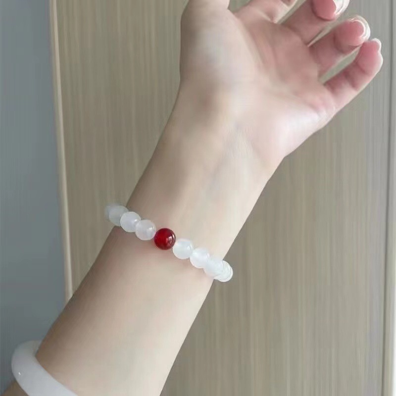 8mm 흰색 + 빨간색 구슬