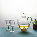 彩色壶把玻璃茶壶 可加印LOGO图案耐高温泡茶高硼硅玻璃茶具套装