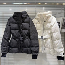 女童泡芙羽绒棉棉服2025冬季新款方格缝线保暖连帽棉服棉衣滑雪服