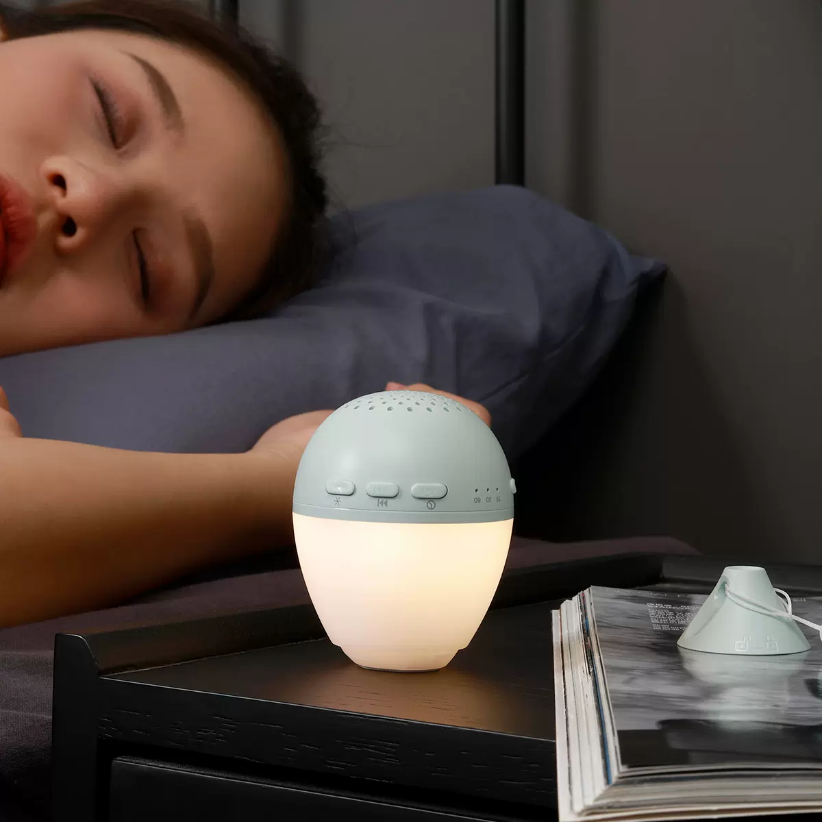 亚马逊热款水滴白噪音睡眠仪呼吸氛围灯音乐白噪音助眠仪智能定时