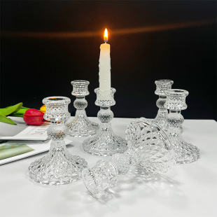 Cross-border distribution European style ins glass candle holder household wax rod base wedding candle photo props creative ornaments
