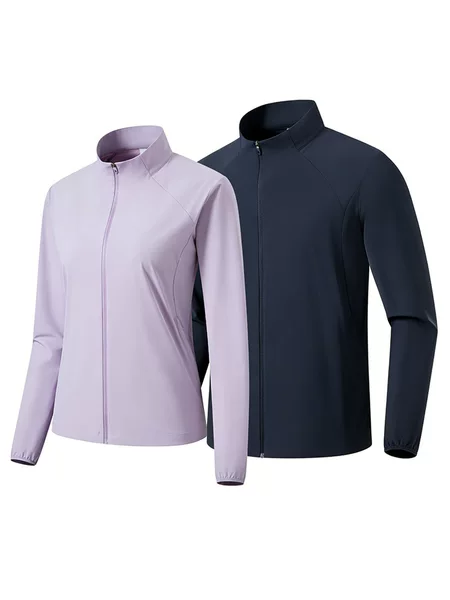 2026 Spring and Summer New Lightweight, Cool and Breathable Nylon Four-Way Stretch Stand-Up Collar Cardigan Windbreaker Jacket