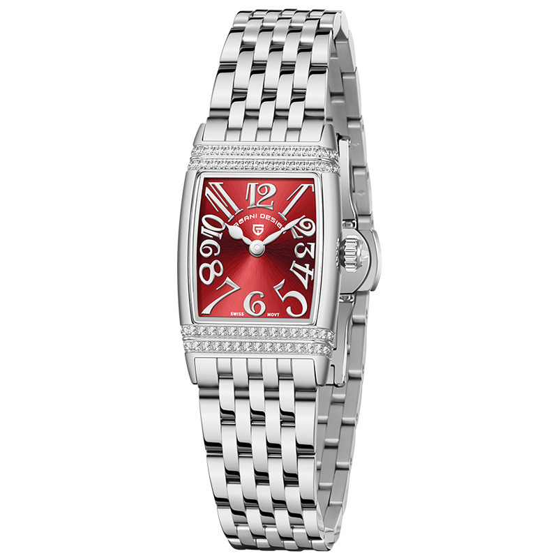PAGANI bojiani PD1737 mujeres de moda creativa berma placa rhinestone reloj cuadrado Acero inoxidable impermeable reloj