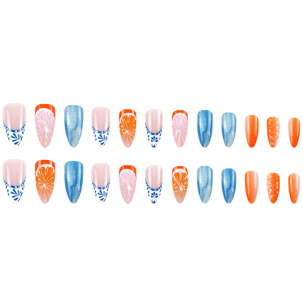 Explosión de verano de uso de uñas de alta calidad naranja fresca 3D tridimensional uñas de manicure comerciales comerciales más vendidas uñas