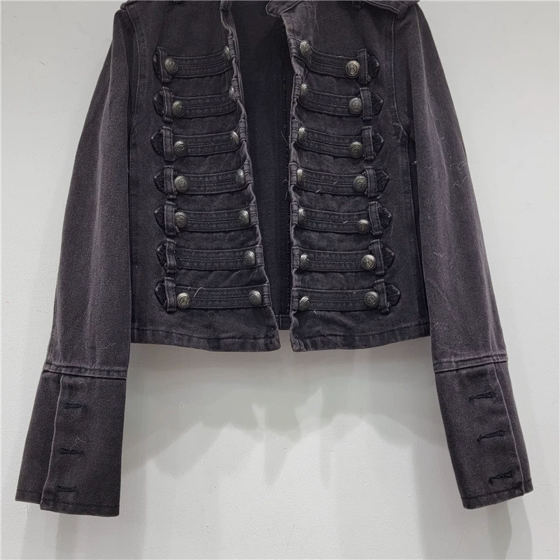 Denim Jacket (Tide) — Retro Korean Style, Autumn Cropped Jacket, Button-Front Detail