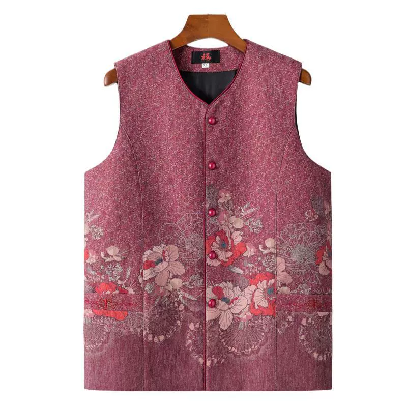 Пожилые бабушки одеваются весной и осенью плечо с принтом жилет для пожилых мам