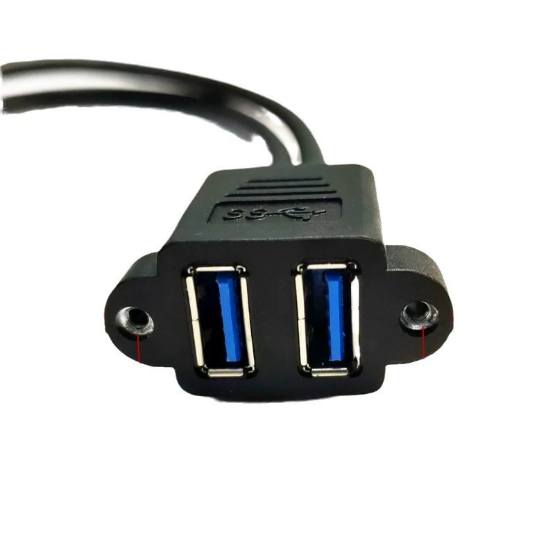 Двойной порт соединение USB3.0 мужской к женской данные зарядка удлинительная кабель с ушным отверстием винтовое отверстие для фиксации удлинительного кабеля