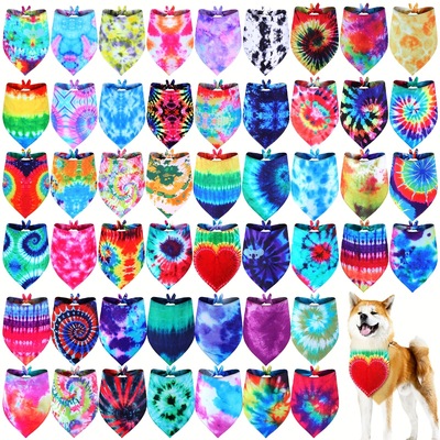 50pcs Tie Dye Dog Bandanas Bulk For Dogs Spring Dog跨境