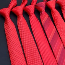 韩版商务正装红色领带 结婚新郎8男正装商务懒人一拉的领带女