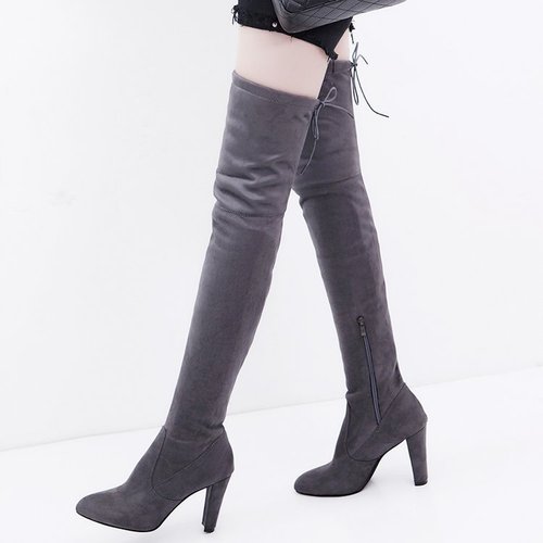 2025 women's elastic faux fur over-the-knee high boots with fashion style