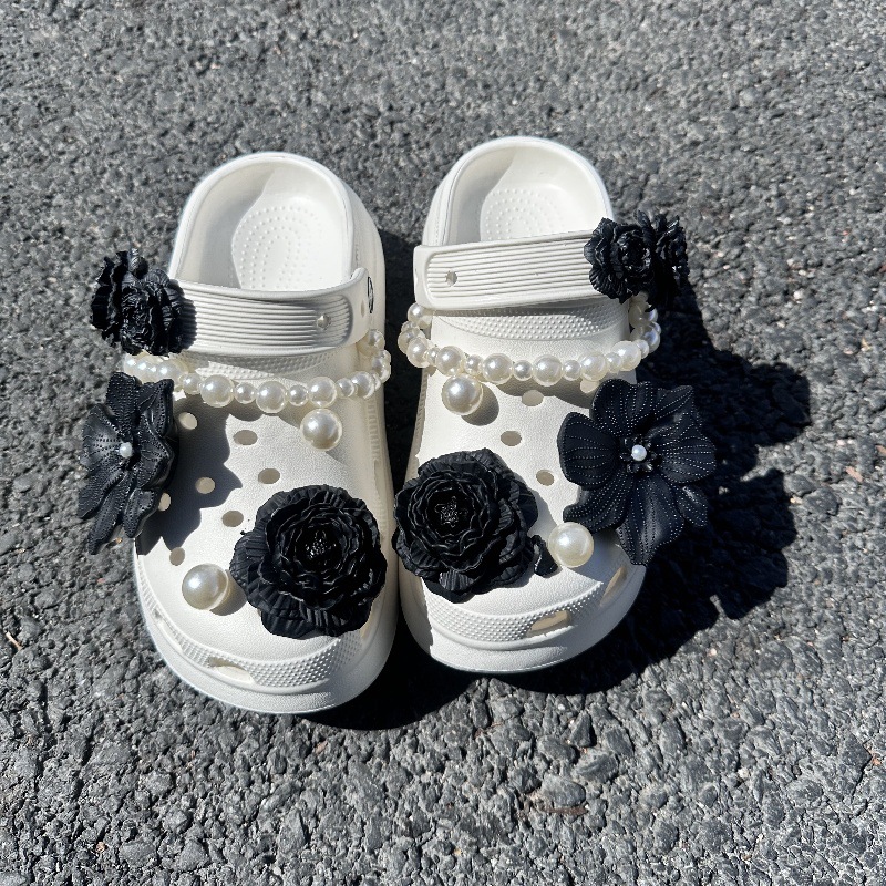 블랙부케+진주+체인 [14종세트] 크록스 무손상 설치