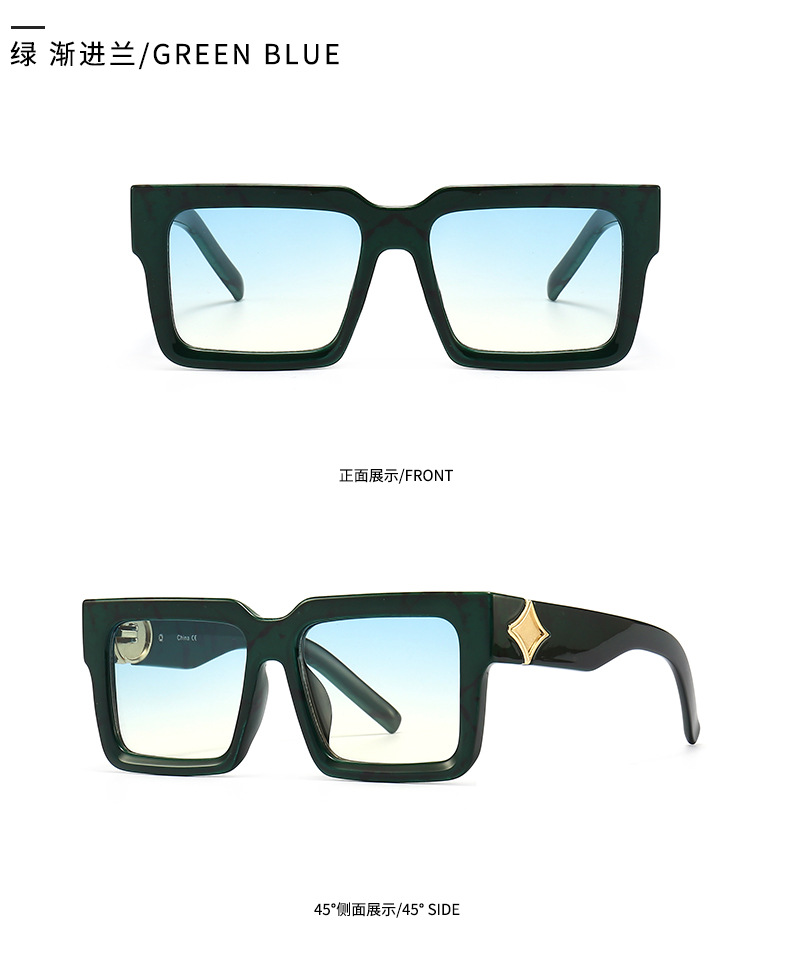 European And American Contrast Color Model Square Sunglasses display picture 7