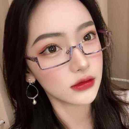 Chattering Lower Half-Frame Glasses Box Anti-Blue Light Flat Glasses cos Glasses Frame Female Secondary Lens-Free Decorative Mirror