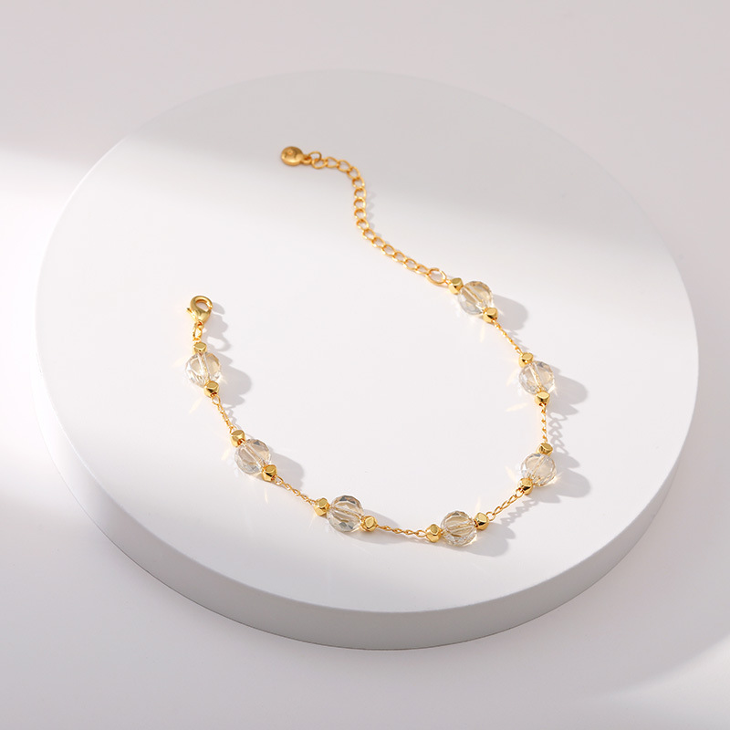 Retro Round Copper Inlay Glass Bracelets 1 Piece