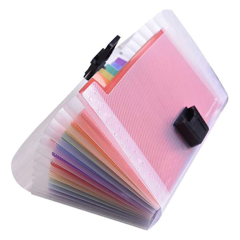 Arco Iris bolsa de órganos carpeta de archivos de plástico cuerda Paquete de Oficina A6 mini bolsa de billetes 13 rejilla carpeta de almacenamiento al por mayor