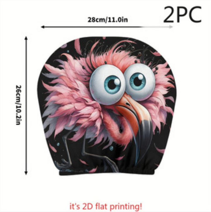 Universal Printed Headrest Covers for Cars, Various Quirky Prints, Polyester, Breathable, Antibacterial, Does Not Shrink or Become Hard
