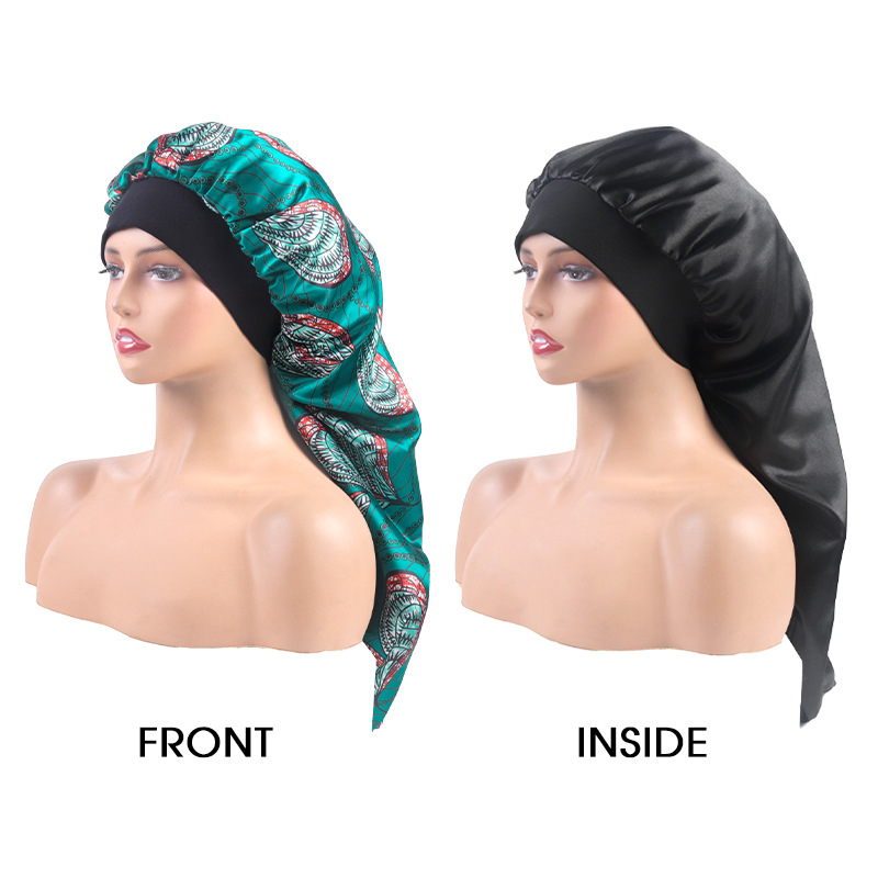 Amazon Moon Hat Hair Salon Home Sacha Silk African Printed Leaves Tight Strap Sacha Nightcap